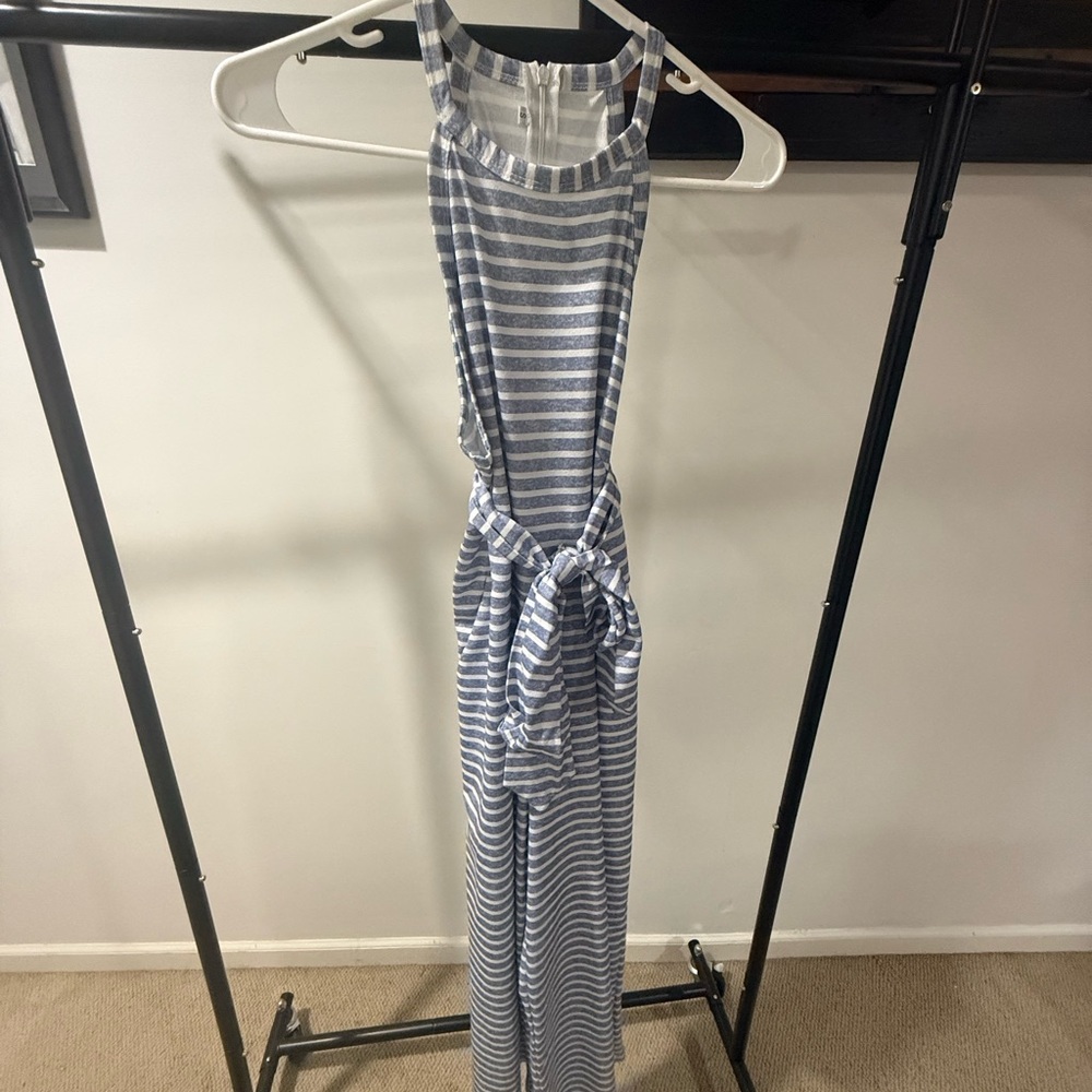 Striped Blue and White Jumpsuit